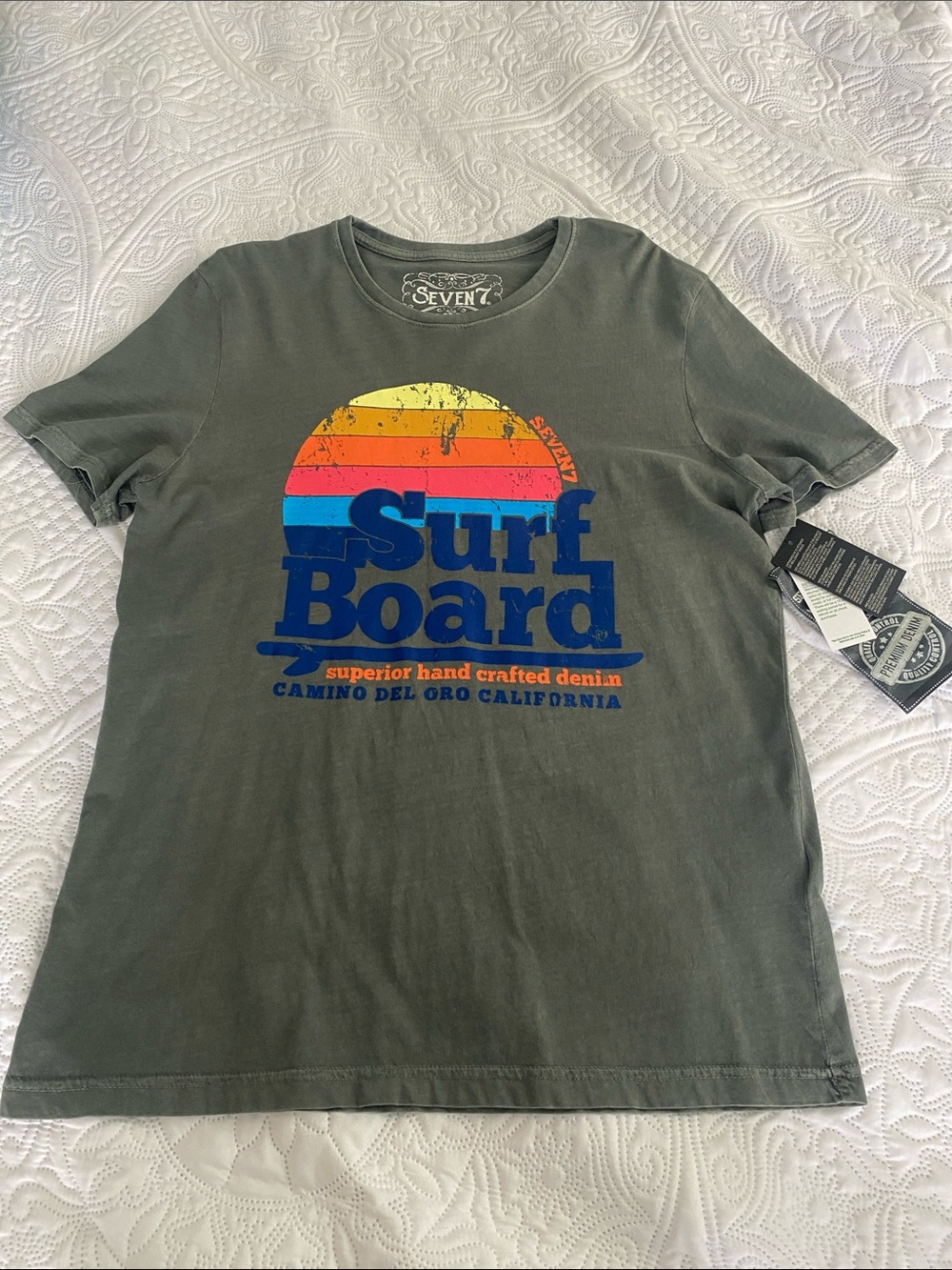 Seven7 Olive Green Short-Sleeve Surf Board Graphic Tee